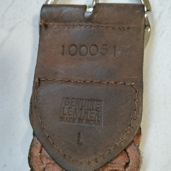 2" Genuine Leather Belt Women's Braided Brown Silver Buckle Classic Boho Peasant - Picture 7 of 11